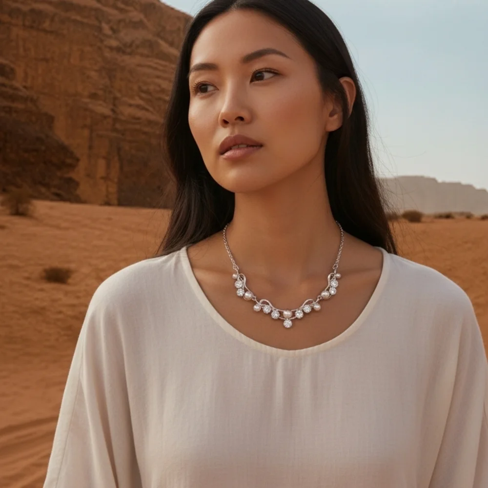 Paparazzi Pearl & Silver Necklace & Earrings - Picture 5 of 5